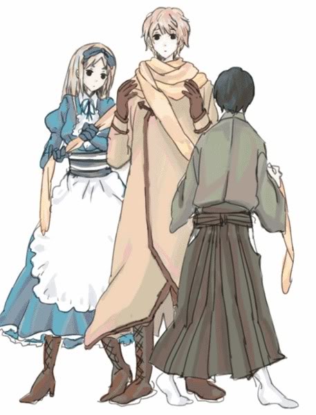 belarus (hetalia), japan (hetalia), russia (hetalia), axis powers hetalia, tagme, 00s, black eyes, black hair, blonde hair