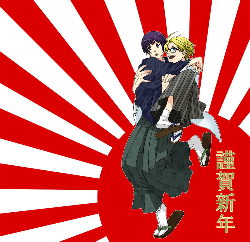 america (hetalia), japan (hetalia), axis powers hetalia, translation request, 00s, 2boys, black eyes, black hair, blonde hair, blue eyes, carrying, male focus, multiple boys, princess carry, text focus