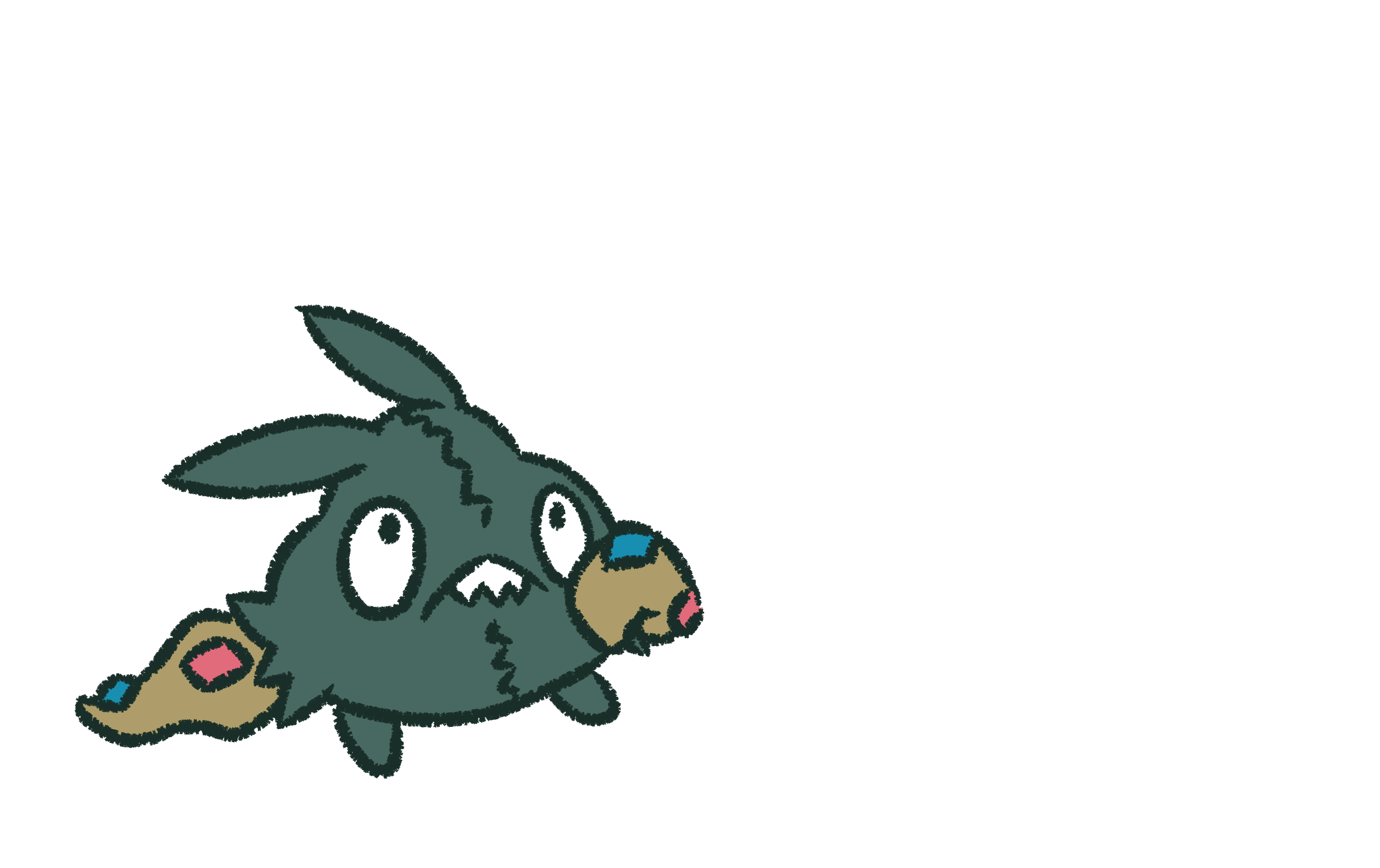 trubbish, nintendo, pokemon, absurdres, commentary, english commentary, highres, closed mouth, flat color, full body, gen 5 pokemon, katsumuri, no humans, pokemon (creature), pokemon focus, sharp teeth, solo, teeth, transparent background