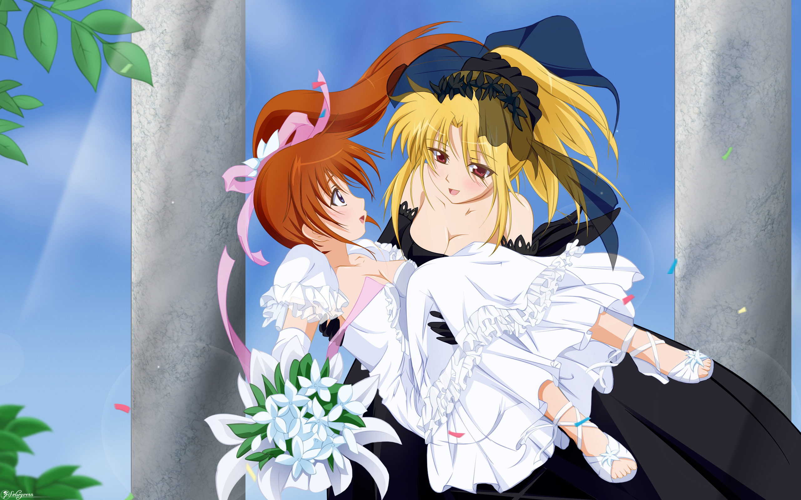 solwyvern, fate testarossa, takamachi nanoha, lyrical nanoha, mahou shoujo lyrical nanoha, mahou shoujo lyrical nanoha strikers, highres, tagme, 00s, 2girls, multiple girls, yuri