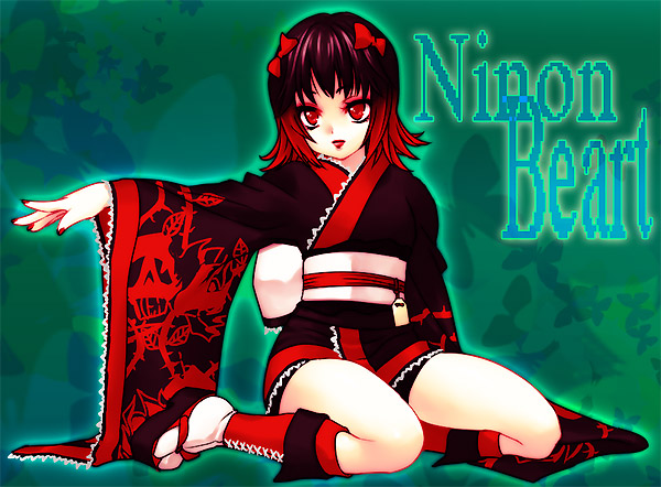 ninon beart, kof: maximum impact, snk, the king of fighters, 1girl, goth fashion, japanese clothes, kimono, red eyes, ribbon, short hair