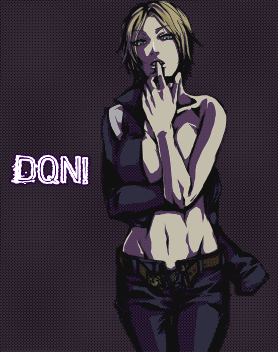 billy kane, snk, gender request, blonde hair, blue eyes, breasts, denim, genderswap, jeans, open mouth, pants, short hair