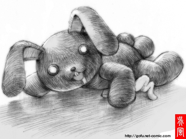 gofu, seppuku kuro usagi, kampfer, traditional media, 00s, animal focus, greyscale, monochrome, rabbit, sketch, solo