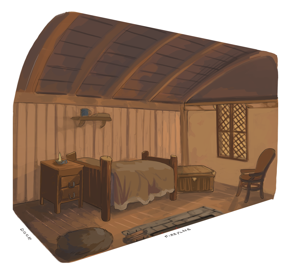 greekceltic, original, bed, bed sheet, bedroom, chair, cup, drawer, no humans, pillow, scenery, shelf, tavern, window, wooden ceiling, wooden chair, wooden floor, wooden wall