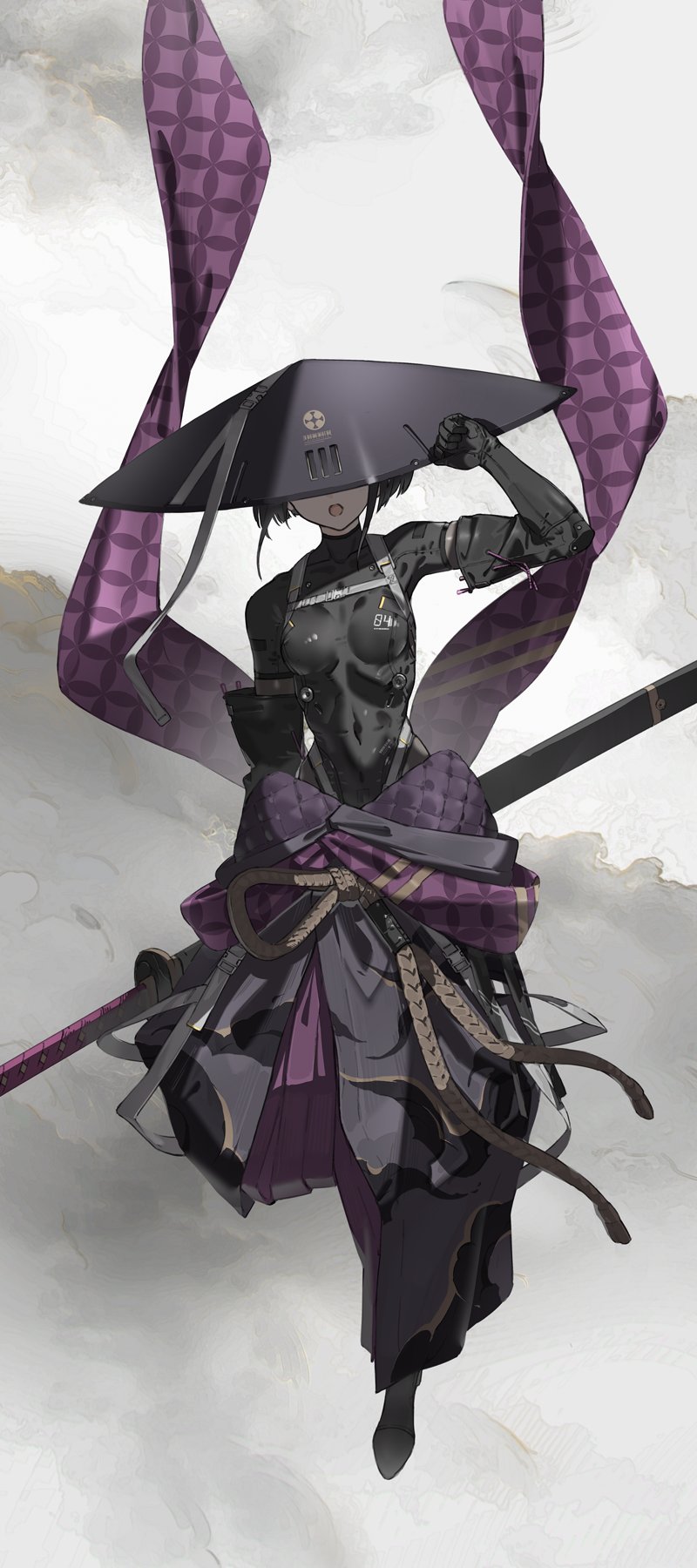 neco, ronin (neco), falslander, highres, 1girl, black hair, bodysuit, short hair, skin tight