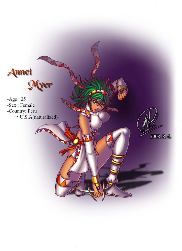 renirevenge, annet myer, el viento, armlet, bow, detached sleeves, elbow gloves, gloves, green hair, jewelry, loincloth, long hair, ribbon, socks, thighhighs, white socks