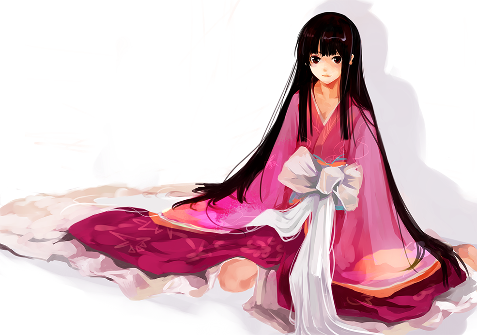 houraisan kaguya, touhou, 1girl, black hair, female focus, long hair, solo