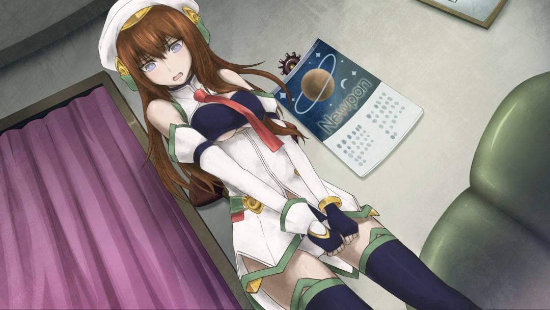 ikeshita, makise kurisu, seira orgel, 5pb., blood tune, chaos;head, nitroplus, science adventure, steins;gate, bad id, bad pixiv id, 1girl, belt, blush, boots, brown hair, company connection, cosplay, dress, female focus, gloves, grey eyes, hat, necktie, red necktie, seira orgel (cosplay), solo, square-end necktie, thighhighs