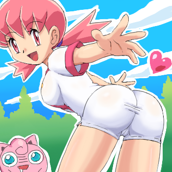 pokemoa, jigglypuff, whitney (pokemon), nintendo, pokemon, lowres, ass, cameltoe, gen 1 pokemon, gym leader, pokemon (creature)