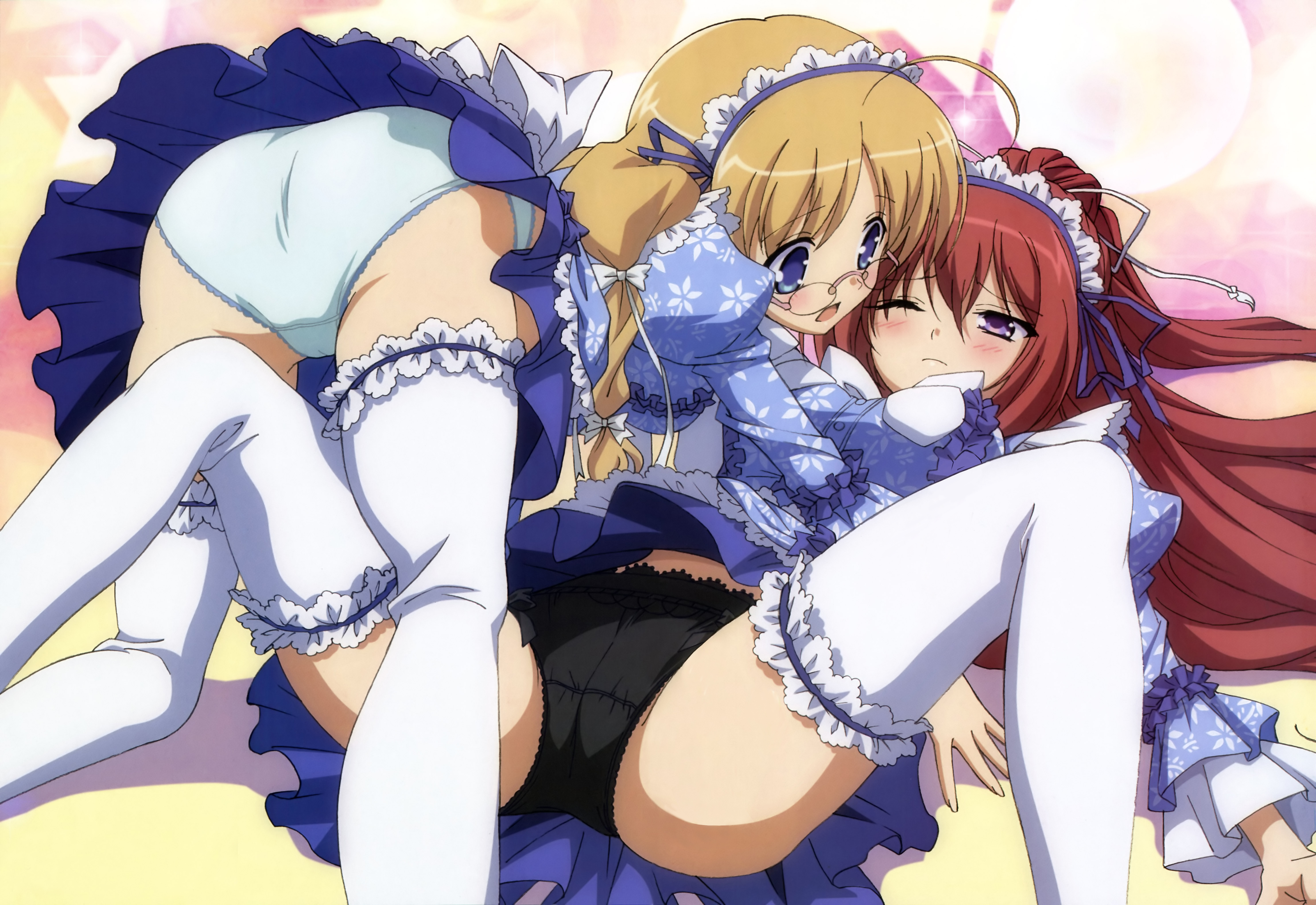 11eyes, absurdres, highres, tagme, 00s, 2girls, glasses, maid, multiple girls, yuri