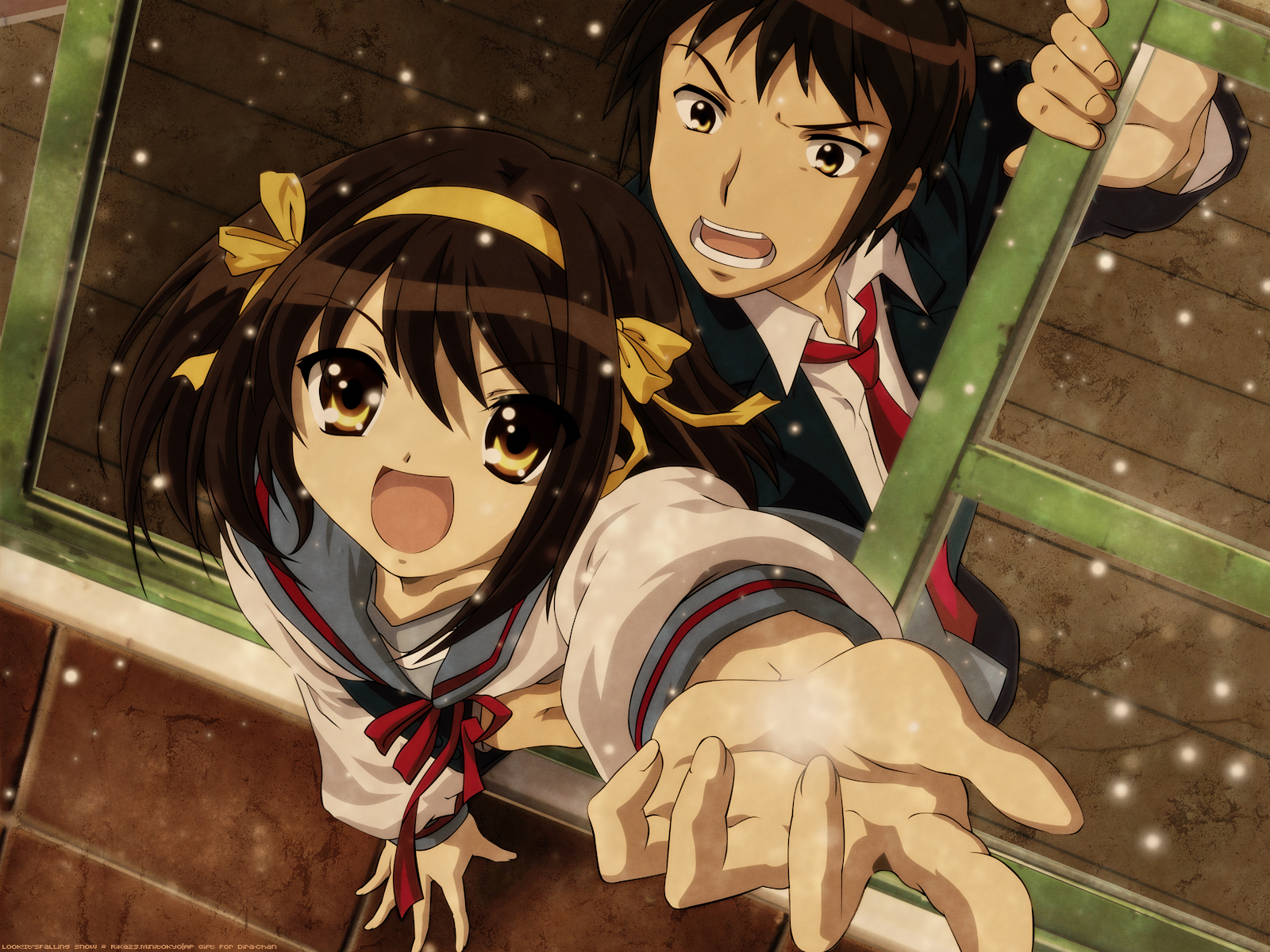 kyon, suzumiya haruhi, suzumiya haruhi no yuuutsu, highres, tagme, 00s, snow, snowing