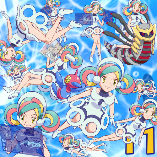 pokemoa, giratina, giratina (origin), infi (pokemon), newton graceland, porygon-z, zero (pokemon), nintendo, pokemon, pokemon: giratina and the sky warrior, pokemon (anime), pokemon dppt, pokemon dppt (anime), lowres, 00s, 6+girls, clone, gen 4 pokemon, gloves, legendary pokemon, multicolored hair, multiple girls, multiple persona, pokemon (creature), yellow eyes