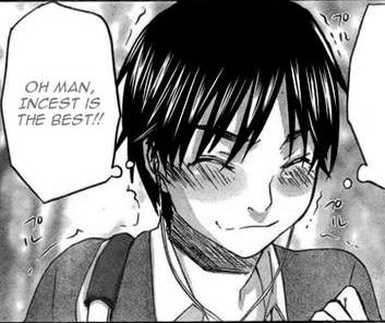 kitakawa touta, gotou sakuta, seishun pop!, hard-translated, lowres, third-party edit, 1boy, greyscale, incest, male focus, monochrome, sakuta gotou, solo, speech bubble, thought bubble, truth