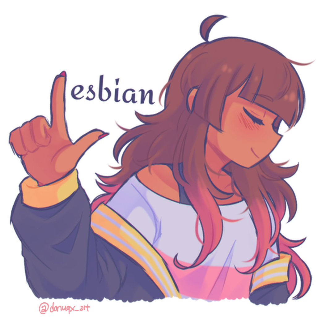 donuqx, omori, original, commentary, english commentary, 1girl, ahoge, black jacket, blunt bangs, blush, bra strap, breasts, brown hair, closed eyes, closed mouth, collarbone, colored tips, cropped torso, dark-skinned female, dark skin, english text, facing ahead, hand up, index finger raised, jacket, jacket partially removed, long hair, long sleeves, multicolored hair, nail polish, open clothes, open jacket, pink hair, pink nails, pink shirt, profile, puffy long sleeves, puffy sleeves, sailor collar, shirt, sidelocks, simple background, single bare shoulder, small breasts, smile, solo, striped clothes, striped shirt, twitter username, two-tone hair, two-tone shirt, u u, vix (donuqx), white background, white shirt, yellow sailor collar