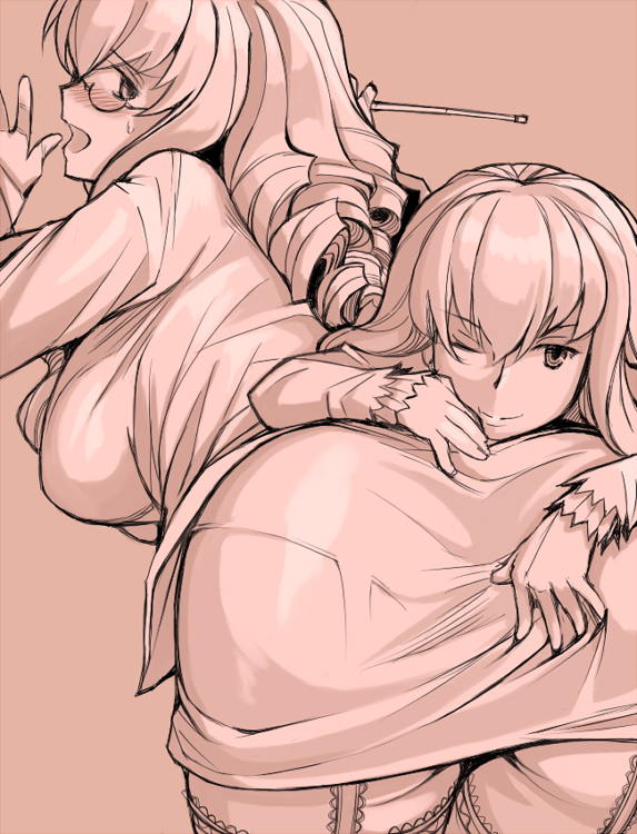 tsuda nanafushi, hinaichigo, shinku, rozen maiden, 00s, 2girls, aged up, ass, bespectacled, blush, breasts, drill hair, garter belt, garter straps, glasses, grabbing another's ass, groping, huge ass, large breasts, monochrome, multiple girls, one eye closed, pantylines, pencil skirt, siblings, sisters, skirt, teacher, thighhighs, wink, yuri, zettai ryouiki