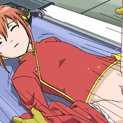 tomu (tomubobu), kagura (gintama), gintama, lowres, 00s, clitoris, clothed sex, flat chest, loli, pussy, red hair, sex