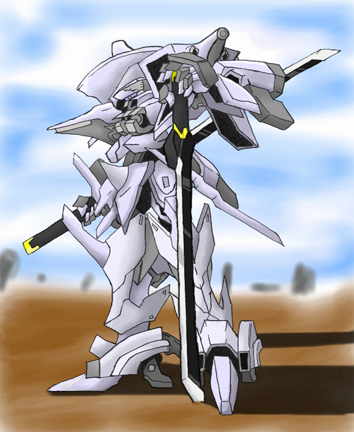 anjou, armored core, armored core 4, fromsoftware, dual wielding, holding, katana, mecha, robot, sand, sword, weapon