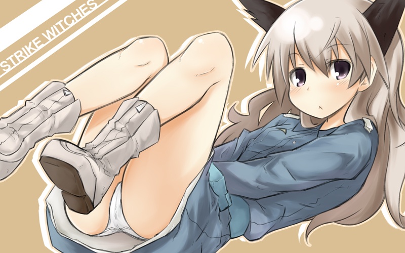 mukunoki nanatsu, nanatsu, eila ilmatar juutilainen, strike witches, world witches series, bad id, bad pixiv id, 00s, 1girl, animal ears, blonde hair, blue eyes, female focus, long hair, no legwear, panties, solo, underwear