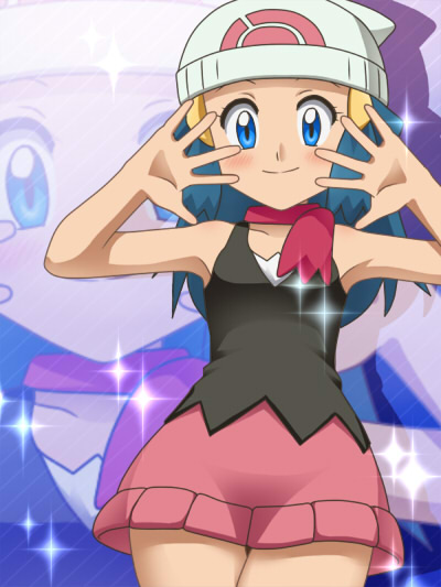 awa, dawn (pokemon), nintendo, pokemon, tagme, 1girl, blue eyes, blue hair, female focus, hat, solo