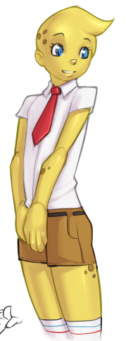 doxy, spongebob squarepants, spongebob squarepants (series), lowres, blue eyes, hard blush, personification, yellow skin