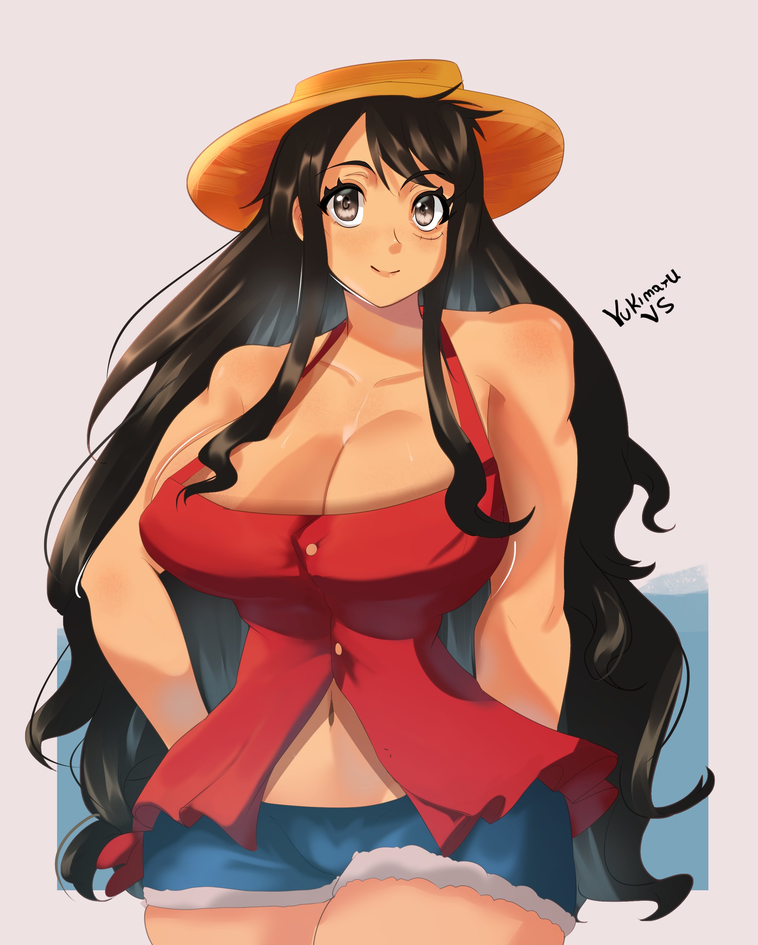 yukimaruvs, luffyko, one piece, absurdres, highres, genderswap