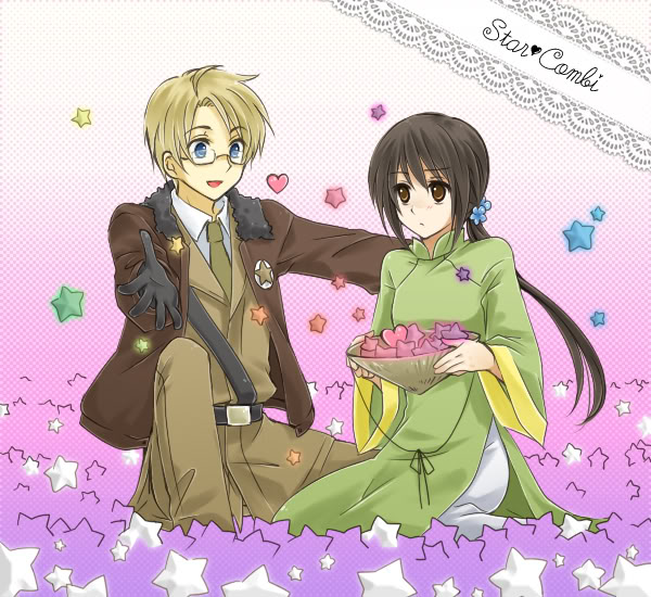 america (hetalia), vietnam (hetalia), axis powers hetalia, tagme, 00s, black hair, blonde hair, blue eyes, brown eyes