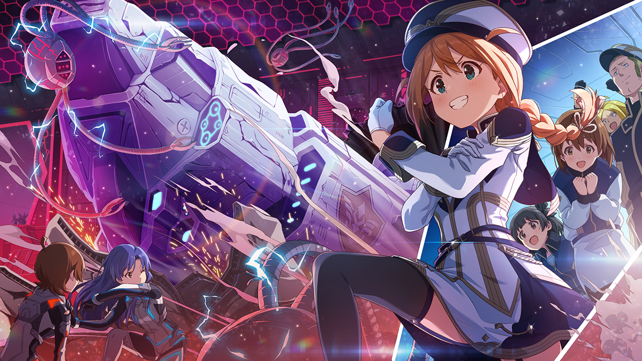 baba konomi, hagiwara yukiho, kinoshita hinata, kisaragi chihaya, nakatani iku, idolmaster, idolmaster (classic), idolmaster million live!, idolmaster million live! theater days, commentary request, game cg, official art, third-party source, 1boy, 6+girls, aqua eyes, black thighhighs, braid, brown hair, garter straps, gloves, grin, hand on own arm, hat, jacket, long hair, long sleeves, multiple girls, official alternate costume, peaked cap, science fiction, single braid, smile, spacecraft, spacecraft interior, thighhighs, two side up, white gloves, white jacket