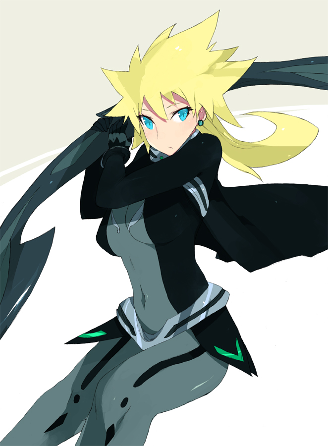 brws, sara gallagher, my-otome, 00s, blonde hair, blue eyes, bodysuit, cape, long hair