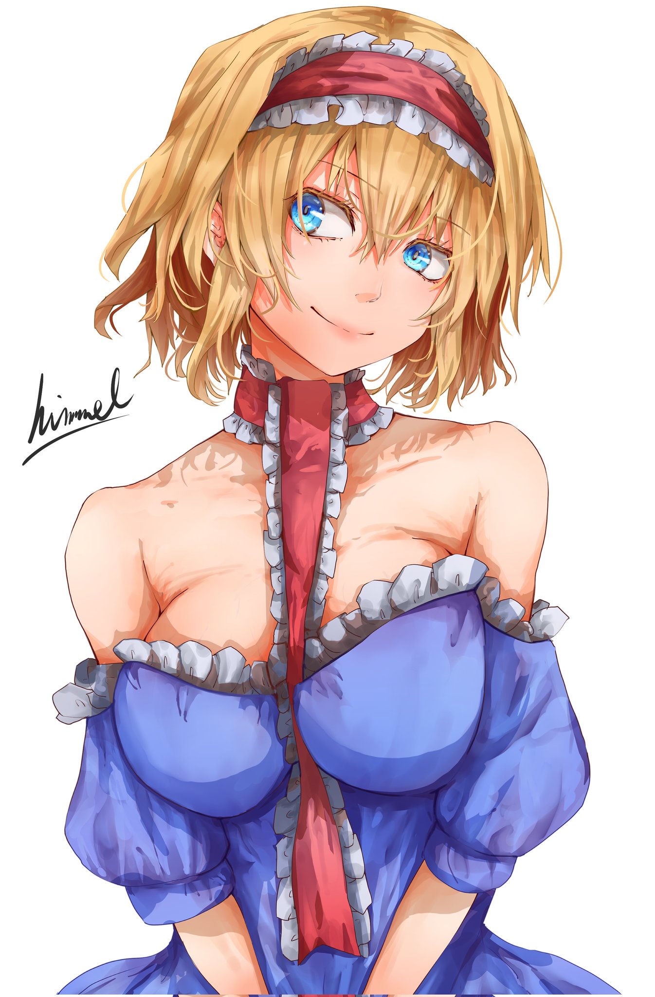 nuru himmel, alice margatroid, touhou, tagme, 1girl, blonde hair, blue eyes, breasts, large breasts, smile