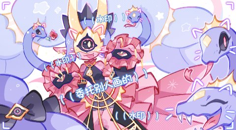 yagi kiki, medusamon, digimon, crown, digimon (creature), mask, snake, snake hair