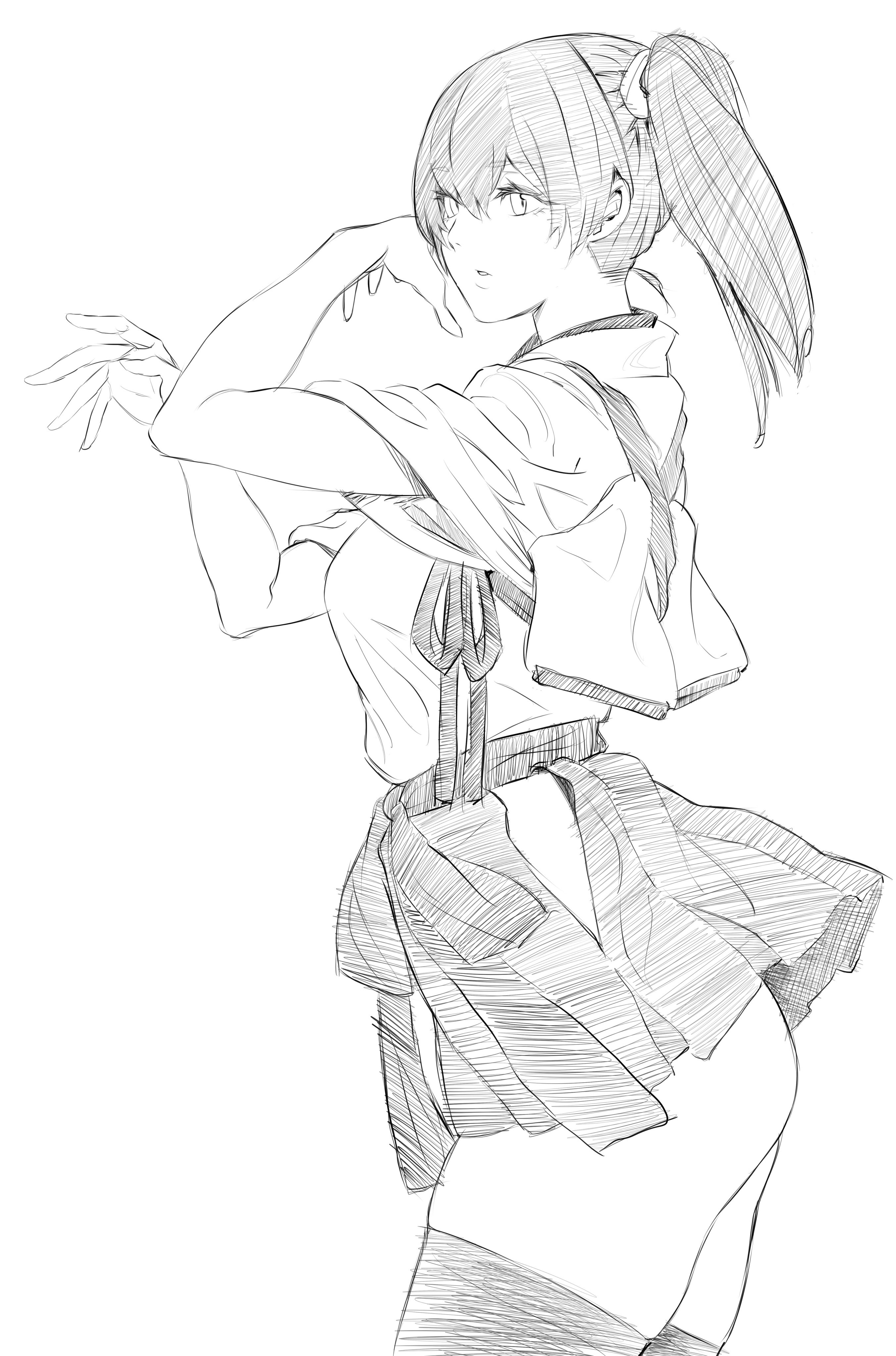 kimuwaipu, kaga (kancolle), kantai collection, tagme, 1girl, monochrome, no panties, simple background, white background