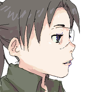 hijiri rei, amasawa yuuko, dennou coil, lowres, non-web source, third-party edit, 00s, 1girl, female focus, glasses, oekaki, portrait, simple background, solo, white background