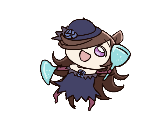 anonymous (japanese), rice shower (rosy dreams) (umamusume), rice shower (umamusume), himouto! umaru-chan, umamusume, animated, animated gif, derivative work, looping animation, third-party source, 1girl, :d, animal ears, blue flower, blue rose, chibi, dancing, dress, flipped hair, flower, full body, hair over one eye, hat, hat flower, horse ears, horse girl, horse tail, kakushin-teki metamorphose!, long hair, off-shoulder dress, off shoulder, open mouth, purple eyes, rose, simple background, smile, solo, tail, tilted headwear, transparent background, umamusume tanuki