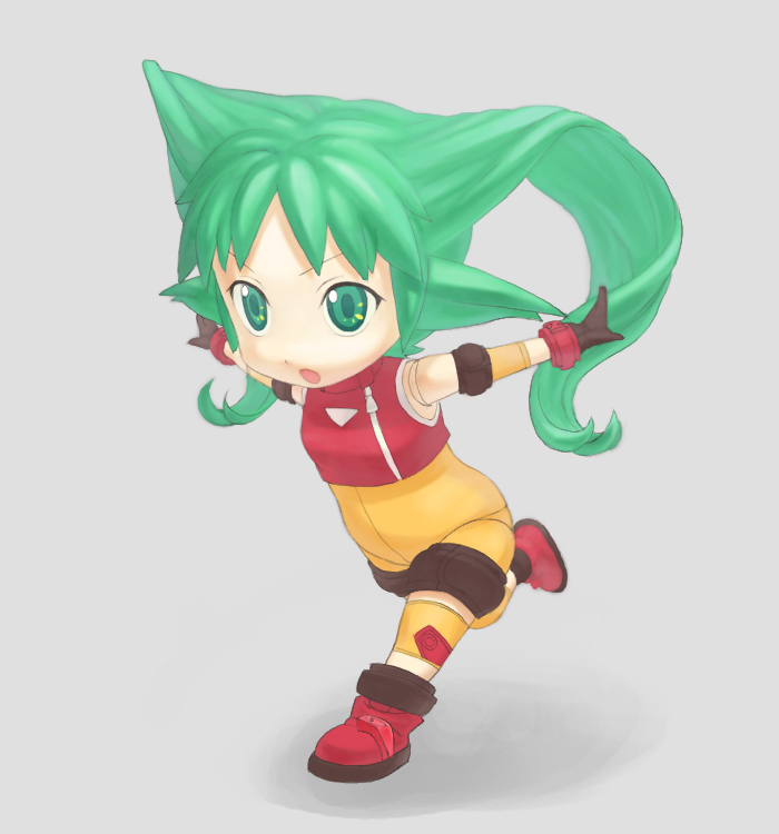 egawa satsuki, solty revant, solty rei, 00s, chibi, green eyes, green hair