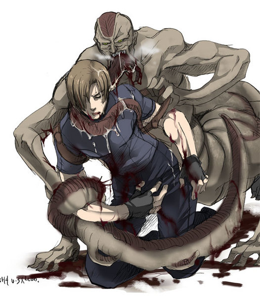u3, xxxxchild, leon s. kennedy, resident evil, resident evil 4, resized, blood, monster, pixiv thumbnail, tongue