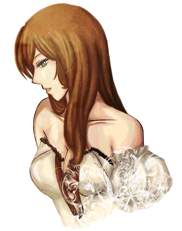 hungary (hetalia), axis powers hetalia, 00s, 1girl, brown hair, female focus, green eyes, long hair, profile, solo