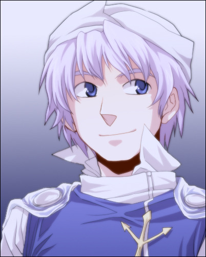 re ghotion, letty whiterock, touhou, light purple hair, 1boy, genderswap, genderswap (ftm), gradient background, hat, male focus, purple eyes, short hair, smile, solo