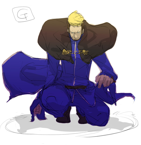 goenitz, snk, the king of fighters, blonde hair, blue eyes, male focus