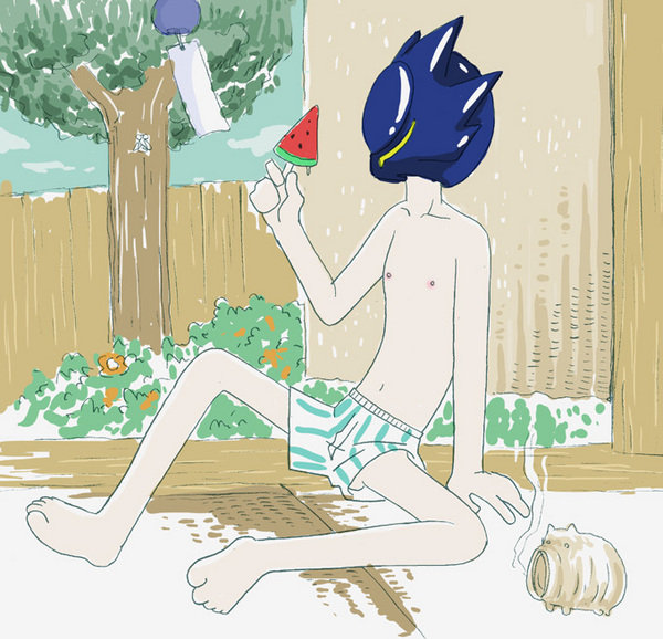 zero (code geass), code geass, 00s, 1boy, bad anatomy, barefoot, boxers, male focus, male underwear, poorly drawn, shorts, solo, underwear