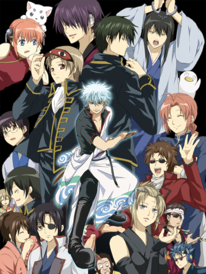 maruki (punchiki), elizabeth (gintama), hasegawa taizou, hijikata toushirou, kagura (gintama), kamui, kamui (gintama), katsura kotarou, kawakami bansai, kondou isao, okita mitsuba, okita sougo, sadaharu, sakamoto tatsuma, sakata gintoki, shimura shinpachi, shimura tae, sorachi hideaki (character), takasugi shinsuke, tsukuyo, tsukuyo (gintama), yagyuu kyuubei, yamazaki sagaru, gintama, bad id, bad pixiv id, 6+boys, 6+girls, character ranking, cigarette, cosplay, cuffs, eyepatch, folded ponytail, glasses, handcuffs, japanese clothes, kagura (gintama) (cosplay), kiseru, multiple boys, multiple girls, nose picking, scar, smoking pipe, sunglasses, takasugi shinsuke (cosplay)