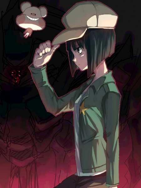 emi (emi43), coemushi, machi youko, zearth, bokurano, resized, black hair, hat, jacket, mecha, pixiv thumbnail, short hair