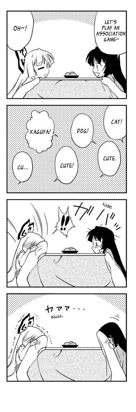 hachi (chihagura), fujiwara no mokou, houraisan kaguya, touhou, hard-translated, highres, long image, tall image, third-party edit, translated, 2girls, 4koma, blush, bow, comic, english text, female focus, greyscale, hair bow, monochrome, multiple girls, yuri