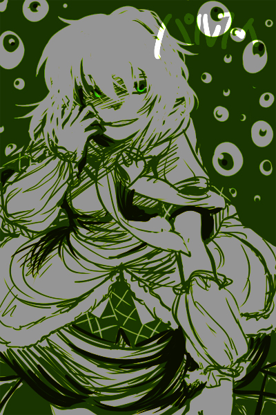 re ghotion, mizuhashi parsee, touhou, 1girl, arm warmers, female focus, monochrome, scarf, short hair, solo