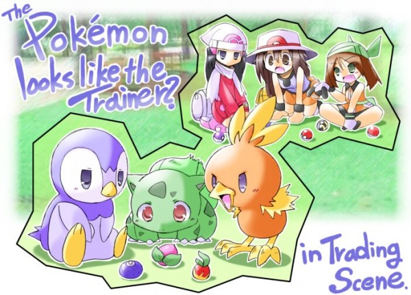 bulbasaur, dawn (pokemon), green (pokemon), may (pokemon), piplup, torchic, nintendo, pokemon, 3girls, alternate costume, angry, animal, bag, bandana, beanie, bird, black hair, blue eyes, blush, boots, bow, brown eyes, brown hair, duffel bag, english text, fang, food, fruit, gen 1 pokemon, gen 3 pokemon, gen 4 pokemon, gloves, grass, green eyes, hair ornament, hairclip, hat, jacket, long hair, multiple girls, open mouth, penguin, poke ball, pokemon (creature), porkpie hat, red eyes, scarf, short hair, short twintails, skirt, socks, text focus, twintails, watch, wristwatch
