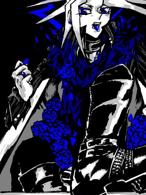 muto yugi, yami yugi, yu-gi-oh!, yu-gi-oh! duel monsters, boots, flower, jewelry, male focus, ring, rose, solo, tongue