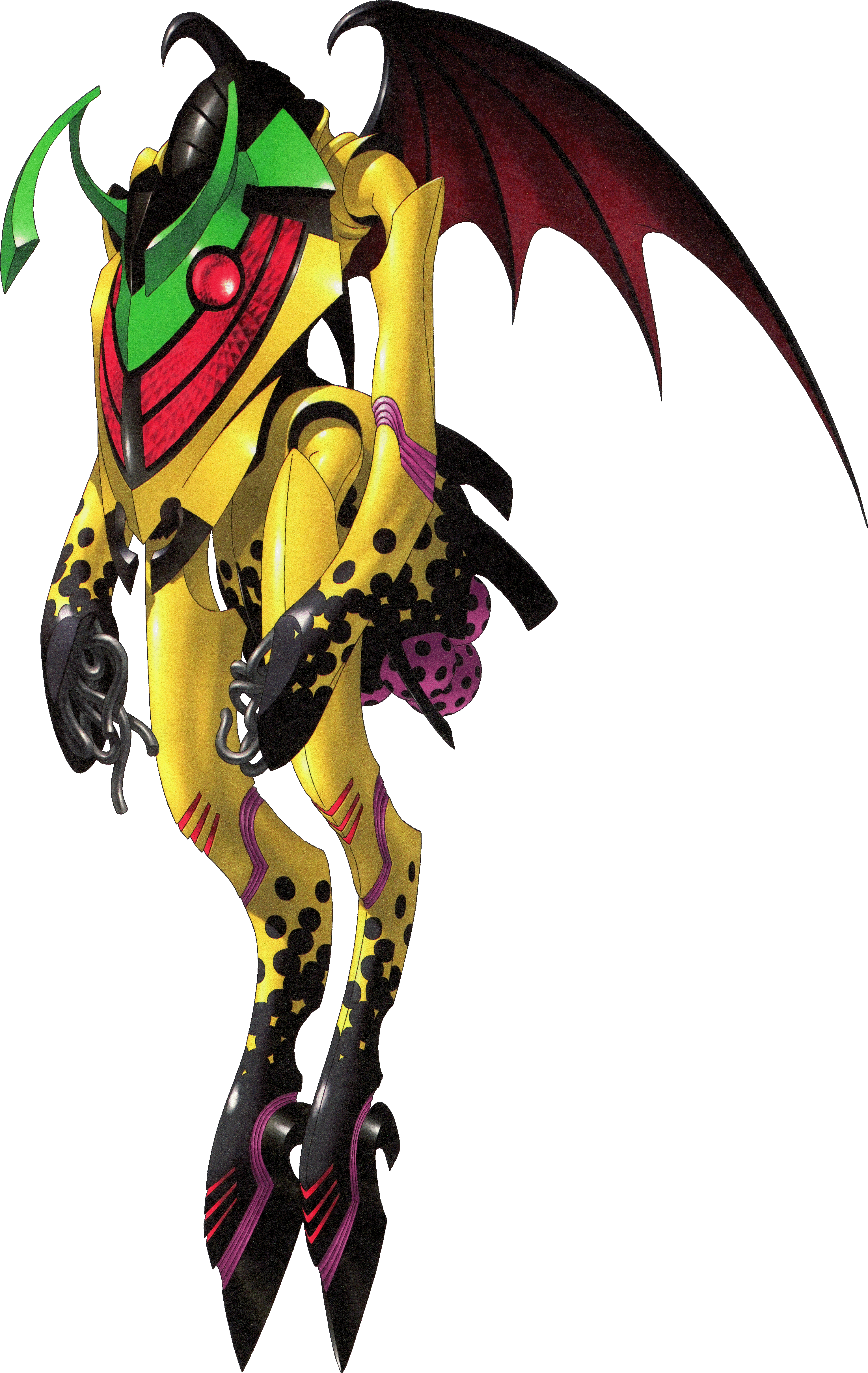 kazuma kaneko, persona, persona 2, persona 2 batsu, absurdres, highres, official art, third-party source, byakhee (persona), eldritch abomination, no humans, persona (summon), simple background, solo, tentacles, transparent background, wings