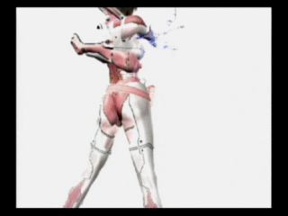 vanessa z schneider, capcom, p.n.03, pn03, animated, animated gif, lowres, 1girl, 3d, ass, ass shake, bodysuit, brown hair, dancing, electricity, female focus, from behind, game screenshot, ingame, qvga, skin tight, solo, video game screencap