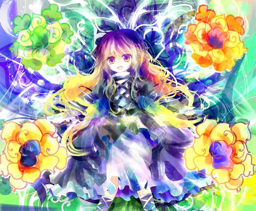 kazu (muchuukai), hijiri byakuren, touhou, bad id, bad pixiv id, 1girl, colorful, dress, female focus, gradient hair, long hair, multicolored hair, scroll, solo, yellow eyes