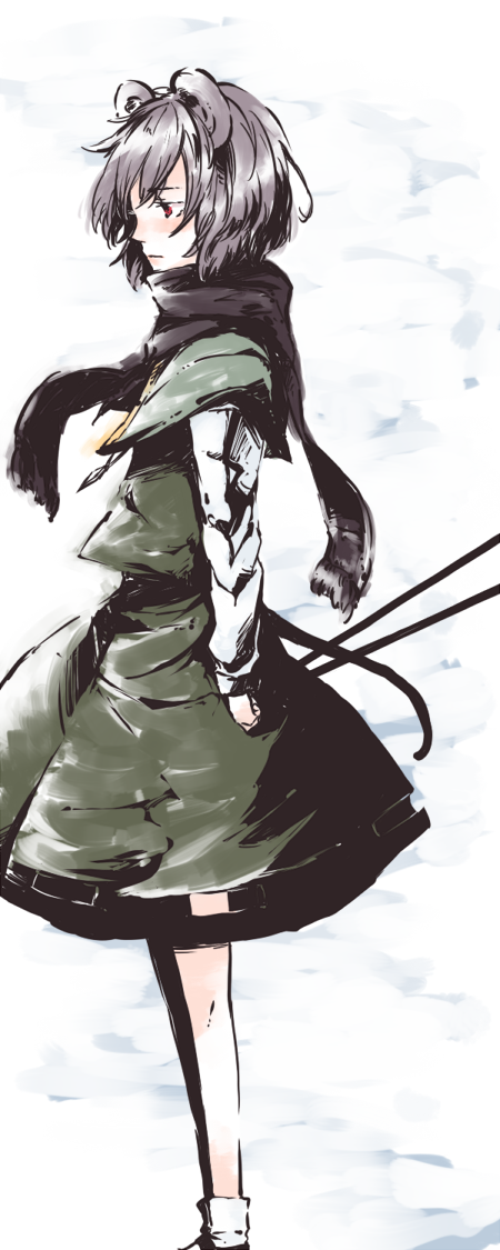 tottabi, nazrin, touhou, bad id, bad pixiv id, 1girl, female focus, scarf, solo