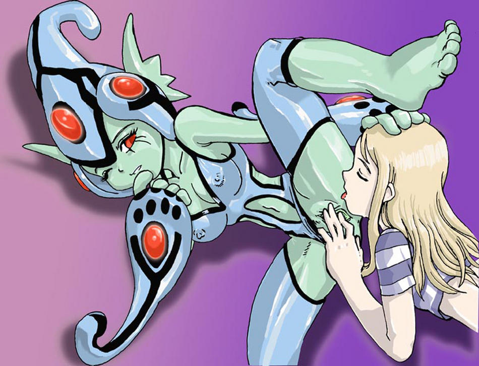 orimoto izumi, ranamon, digimon, digimon frontier, hand on head, artist request, 00s, 2girls, barefoot, blonde hair, breasts, cleavage, closed eyes, clothing aside, clothing cutout, covered erect nipples, feet, fingering, fish girl, helmet, licking, monster girl, multiple girls, navel, navel cutout, one-piece swimsuit, one eye closed, pussy, red eyes, spread legs, spread pussy, swimsuit, swimsuit aside, toes, uncensored, wink, yuri